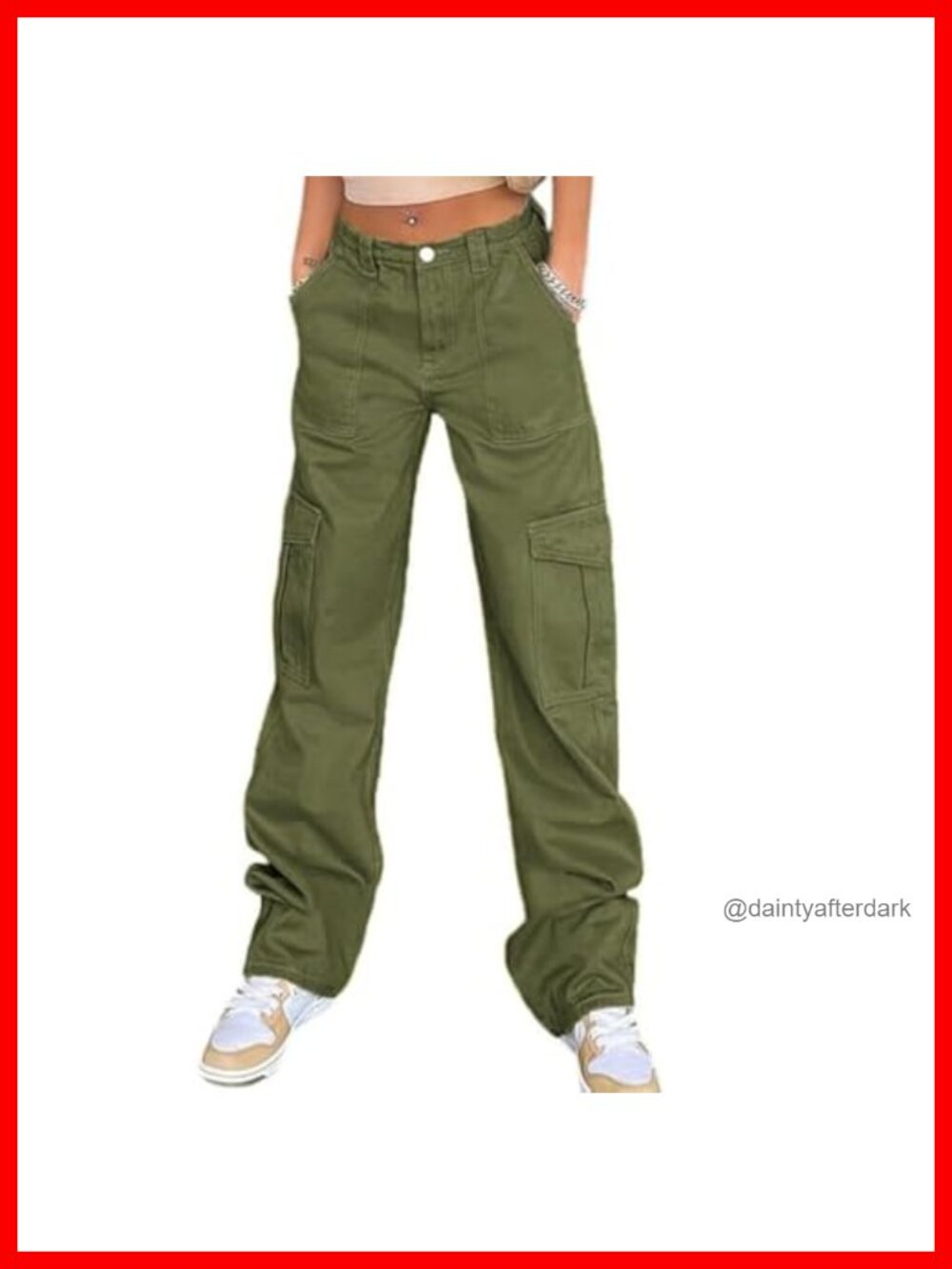High Waisted Wide Leg Cargo Pants Cotton Spandex Y2K Streetwear